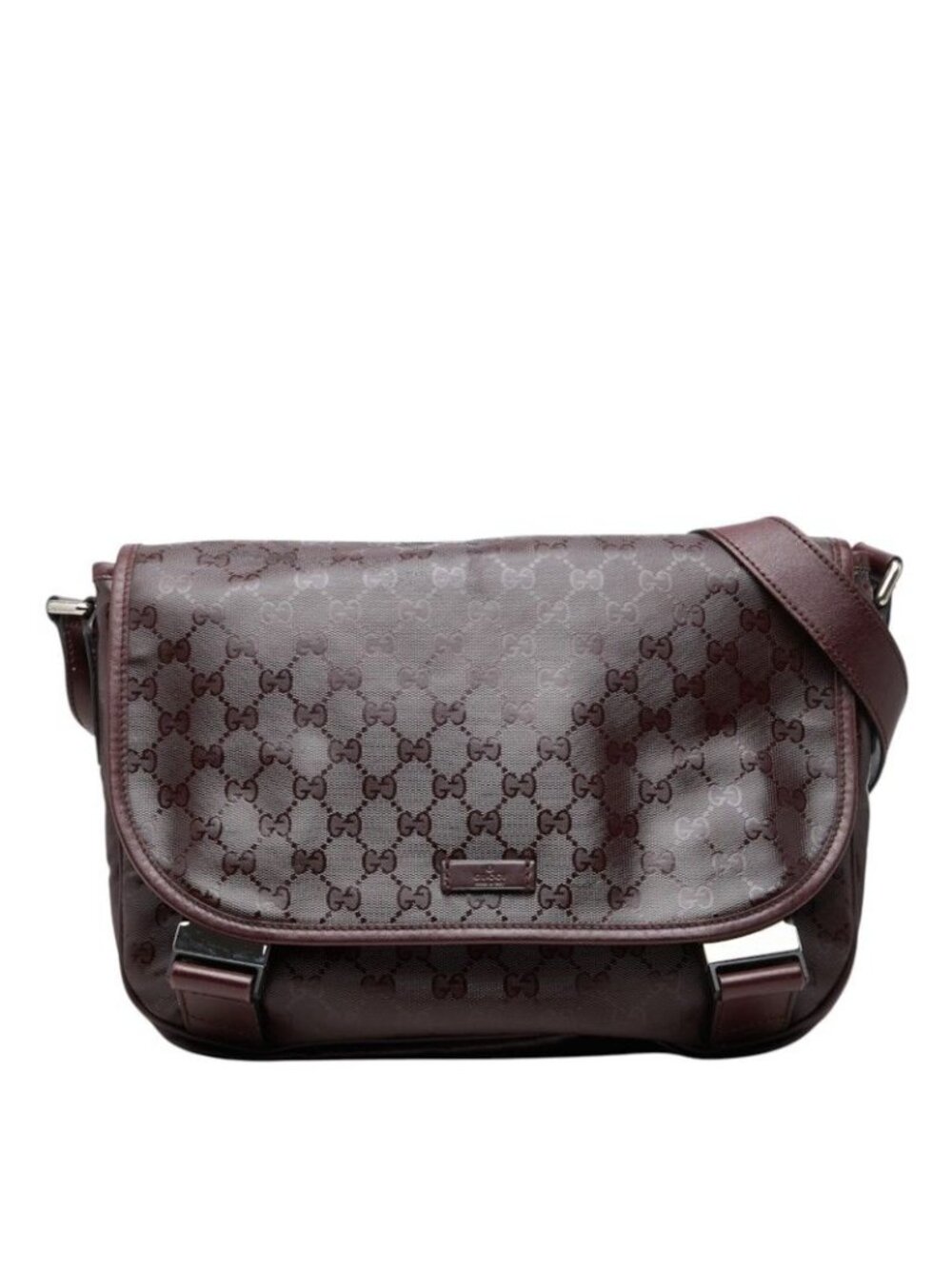 Gucci GG Supreme Crossbody Shoulder Bag Wine Red Leather